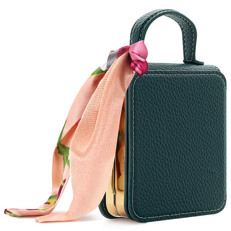 Specchietto per il trucco con motivo litchi e custodia per telefono in PU con foulard di seta, For Galaxy Z Flip8 5G, For Samsung Galaxy Z Flip7