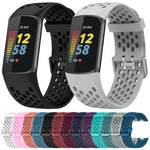 Cinturino per orologio in silicone traspirante con fori xDfind, For Fitbit Charge 6 / 5
