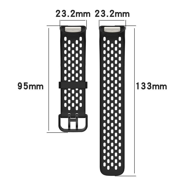 Cinturino per orologio in silicone traspirante con fori xDfind, For Fitbit Charge 6 / 5