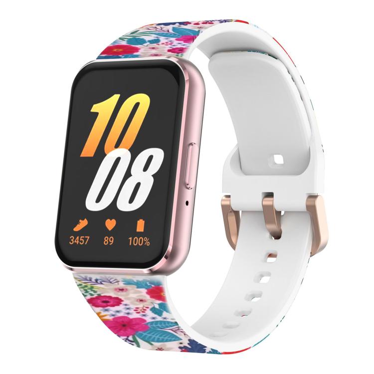Cinturino per orologio in silicone stampato con fibbia dorata xDfind, For Samsung Galaxy Fit3