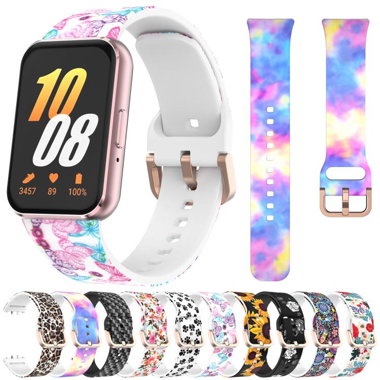 Cinturino per orologio in silicone stampato con fibbia dorata xDfind, For Samsung Galaxy Fit3