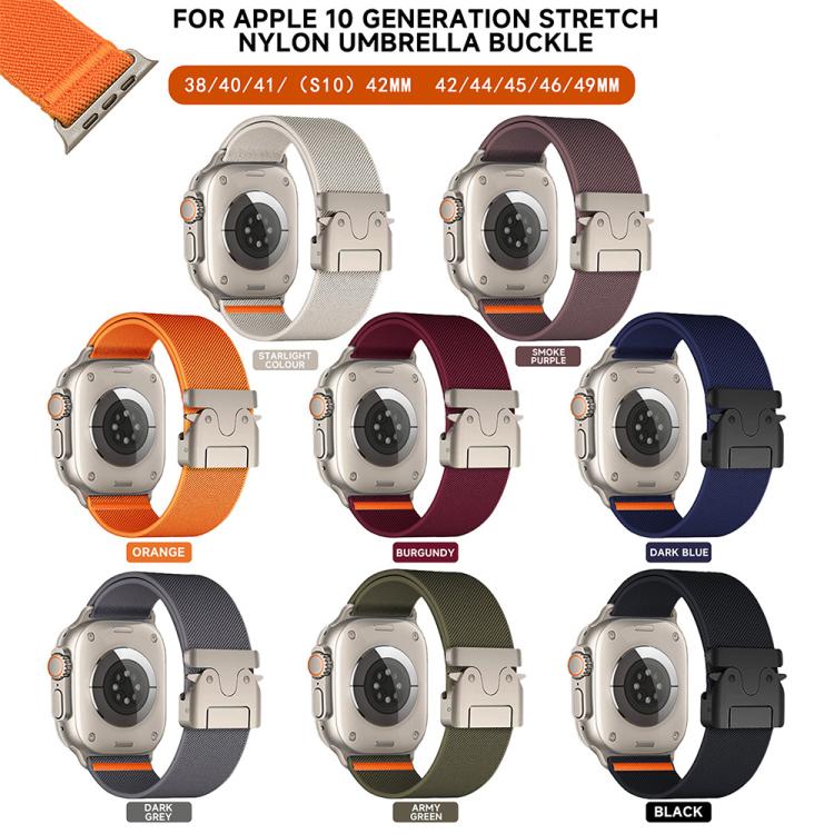 Cinturino per orologio in nylon elasticizzato con fibbia a paracadute xDfind, For Apple Watch 42 / 44 / 45 / 46 / 49mm, For Apple Watch 38 / 40 / 41 / S10 42mm