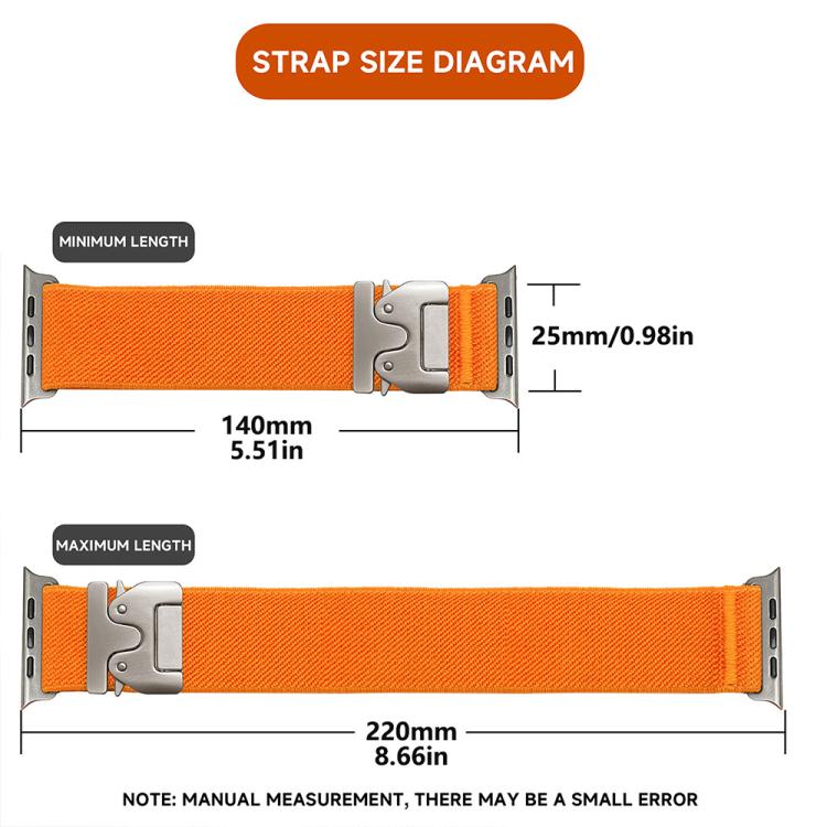 Cinturino per orologio in nylon elasticizzato con fibbia a paracadute xDfind, For Apple Watch 42 / 44 / 45 / 46 / 49mm, For Apple Watch 38 / 40 / 41 / S10 42mm