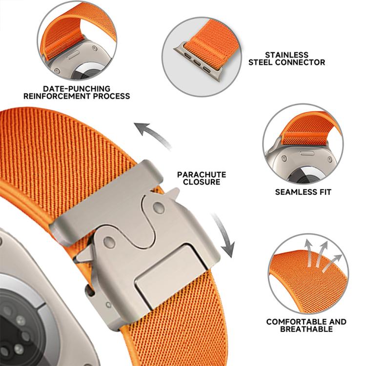 Cinturino per orologio in nylon elasticizzato con fibbia a paracadute xDfind, For Apple Watch 42 / 44 / 45 / 46 / 49mm, For Apple Watch 38 / 40 / 41 / S10 42mm