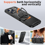 Custodia per telefono Kalebol in metallo con rotazione a 360 gradi e supporto MagSafe., For iPhone 17, For iPhone 17 Air, For iPhone 16 Pro Max, For iPhone 16 Pro
