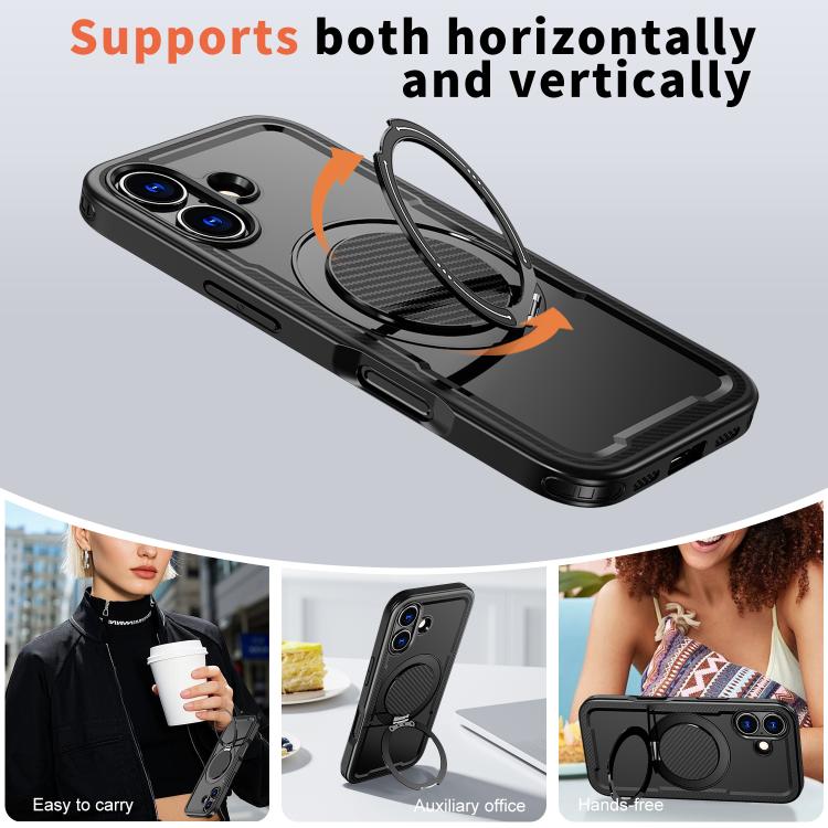 Custodia per telefono Kalebol in metallo con rotazione a 360 gradi e supporto MagSafe., For iPhone 17, For iPhone 17 Air, For iPhone 16 Pro Max, For iPhone 16 Pro