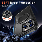 Custodia per telefono Kalebol in metallo con rotazione a 360 gradi e supporto MagSafe., For iPhone 16 Plus, For iPhone 16, For iPhone 15 Pro Max, For iPhone 15 Pro