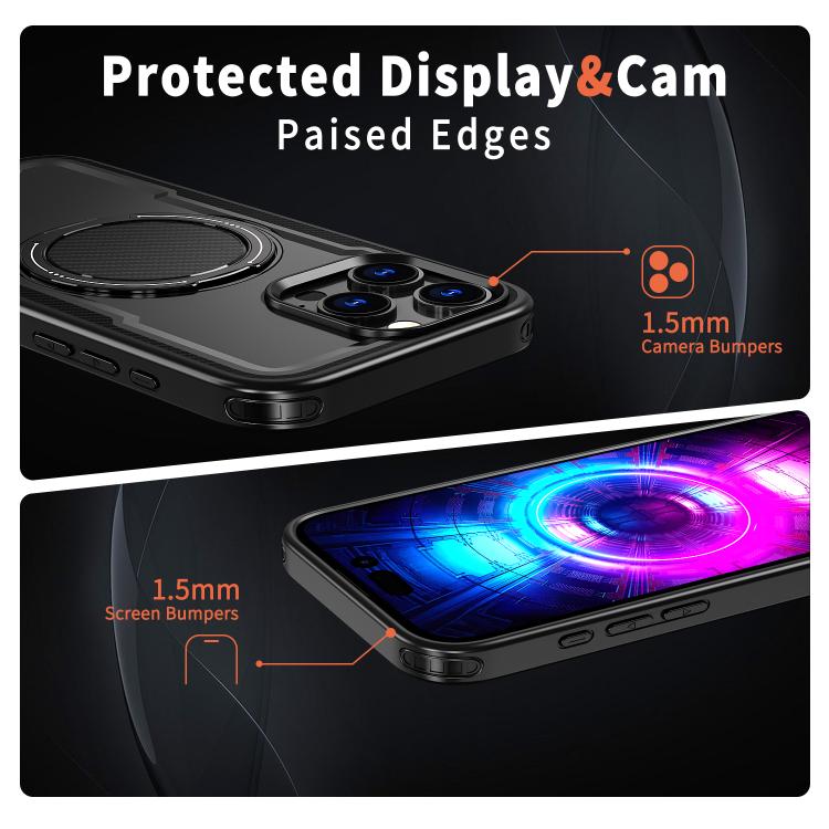 Custodia per telefono Kalebol in metallo con rotazione a 360 gradi e supporto MagSafe., For iPhone 16 Plus, For iPhone 16, For iPhone 15 Pro Max, For iPhone 15 Pro
