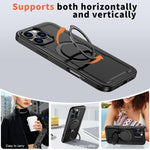 Custodia per telefono Kalebol in metallo con rotazione a 360 gradi e supporto MagSafe., For iPhone 16 Plus, For iPhone 16, For iPhone 15 Pro Max, For iPhone 15 Pro