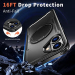 Custodia per telefono Kalebol in metallo con rotazione a 360 gradi e supporto MagSafe., For iPhone 16 Plus, For iPhone 16, For iPhone 15 Pro Max, For iPhone 15 Pro
