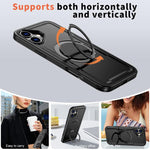 Custodia per telefono Kalebol in metallo con rotazione a 360 gradi e supporto MagSafe., For iPhone 16 Plus, For iPhone 16, For iPhone 15 Pro Max, For iPhone 15 Pro