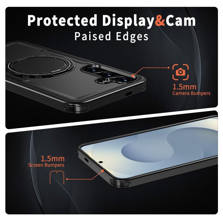 Custodia per telefono Kalebol in metallo con rotazione a 360 gradi e MagSafe., For Galaxy S25+ 5G, For Galaxy S25 Ultra 5G, For Galaxy S24 FE 5G, For Galaxy S24 Ultra 5G
