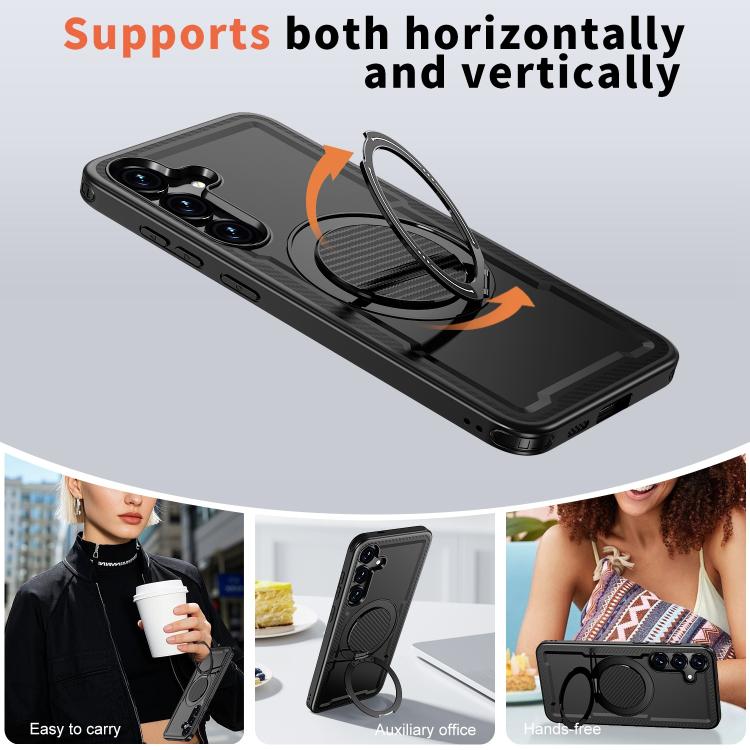Custodia per telefono Kalebol in metallo con rotazione a 360 gradi e MagSafe., For Galaxy S25+ 5G, For Galaxy S25 Ultra 5G, For Galaxy S24 FE 5G, For Galaxy S24 Ultra 5G