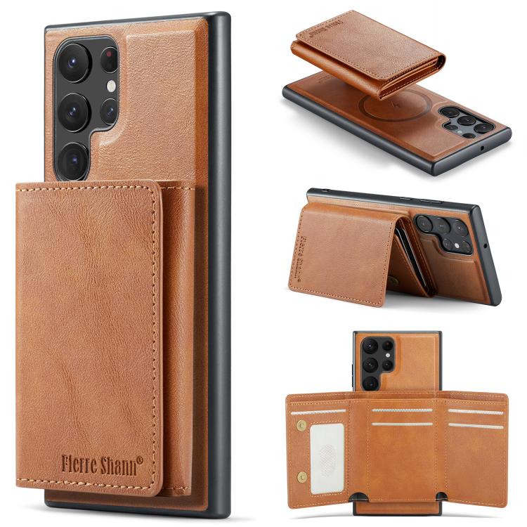 Fierre Shann Portafoglio 2 in 1 con slot per carte RFID e custodia MagSafe per telefono, For Samsung Galaxy S24+ 5G, For Samsung Galaxy S24 5G, For Samsung Galaxy S23 Ultra 5G, For Samsung Galaxy S23+ 5G