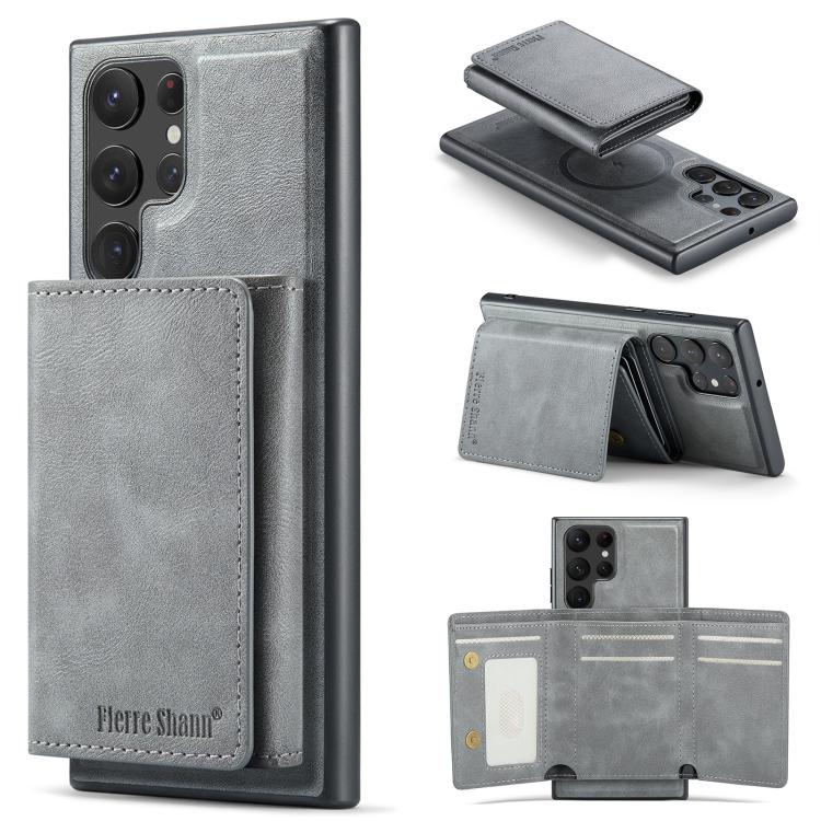 Fierre Shann Portafoglio 2 in 1 con slot per carte RFID e custodia MagSafe per telefono, For Samsung Galaxy S24+ 5G, For Samsung Galaxy S24 5G, For Samsung Galaxy S23 Ultra 5G, For Samsung Galaxy S23+ 5G