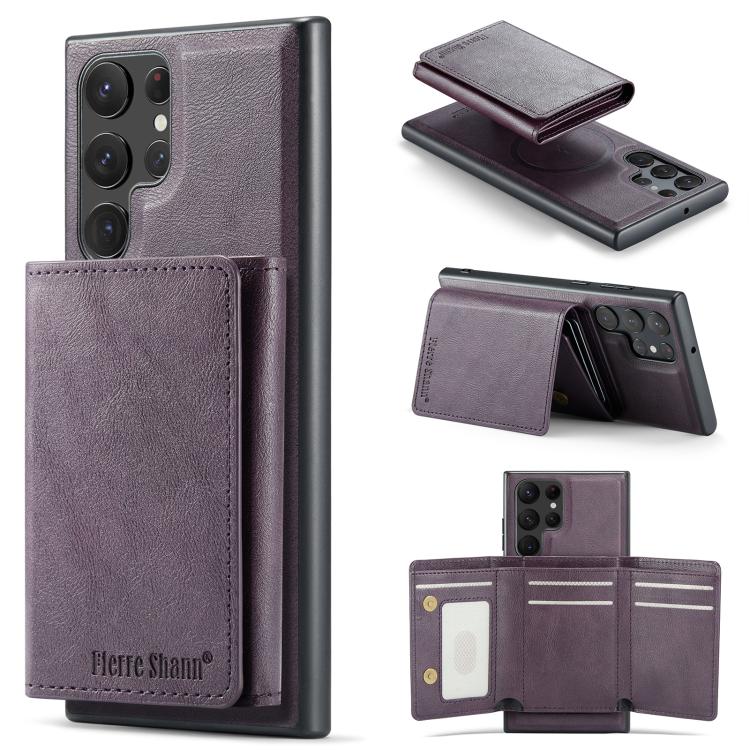 Fierre Shann Portafoglio 2 in 1 con slot per carte RFID e custodia MagSafe per telefono, For Samsung Galaxy S24+ 5G, For Samsung Galaxy S24 5G, For Samsung Galaxy S23 Ultra 5G, For Samsung Galaxy S23+ 5G
