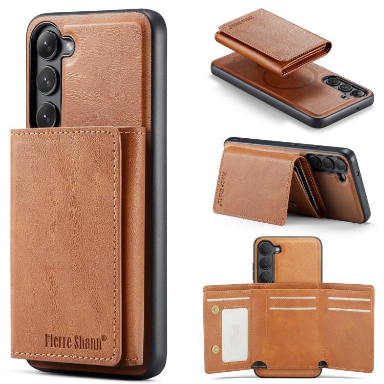 Fierre Shann Portafoglio 2 in 1 con slot per carte RFID e custodia MagSafe per telefono, For Samsung Galaxy S24+ 5G, For Samsung Galaxy S24 5G, For Samsung Galaxy S23 Ultra 5G, For Samsung Galaxy S23+ 5G