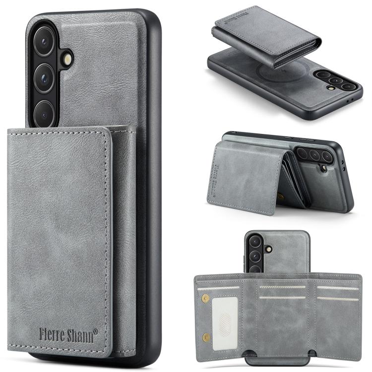 Fierre Shann Portafoglio 2 in 1 con slot per carte RFID e custodia MagSafe per telefono, For Samsung Galaxy S25 5G, For Samsung Galaxy S25+ 5G, For Samsung Galaxy S24 FE 5G, For Samsung Galaxy S24 Ultra 5G