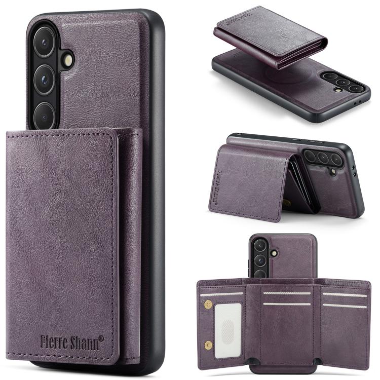 Fierre Shann Portafoglio 2 in 1 con slot per carte RFID e custodia MagSafe per telefono, For Samsung Galaxy S25 5G, For Samsung Galaxy S25+ 5G, For Samsung Galaxy S24 FE 5G, For Samsung Galaxy S24 Ultra 5G