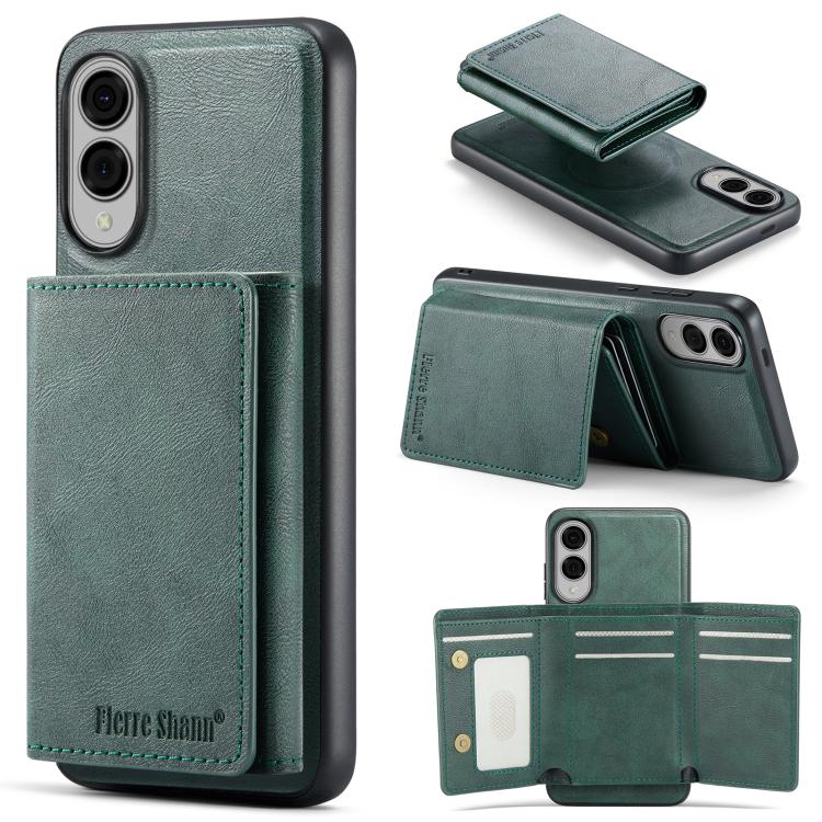Fierre Shann Portafoglio 2 in 1 con slot per carte RFID e custodia MagSafe per telefono, For Samsung Galaxy S26+ 5G, For Samsung Galaxy S26 Ultra 5G, For Samsung Galaxy S26 5G, For Samsung Galaxy S25 Edge 5G