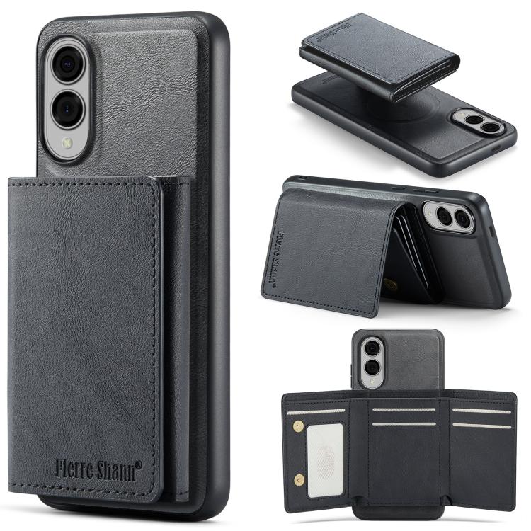 Fierre Shann Portafoglio 2 in 1 con slot per carte RFID e custodia MagSafe per telefono, For Samsung Galaxy S26+ 5G, For Samsung Galaxy S26 Ultra 5G, For Samsung Galaxy S26 5G, For Samsung Galaxy S25 Edge 5G