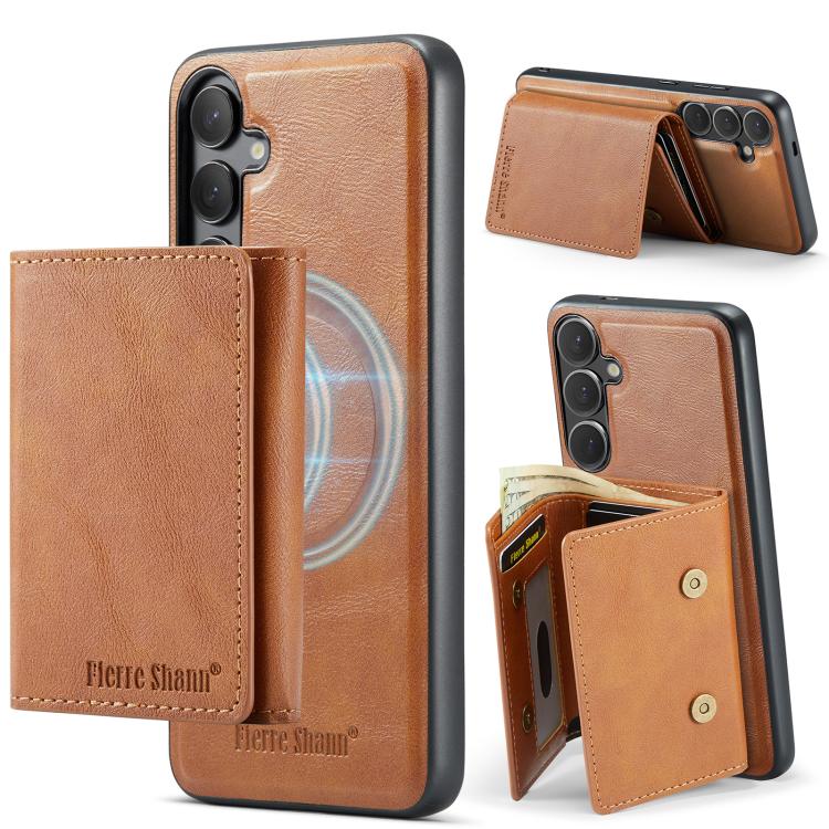 Fierre Shann Portafoglio 2 in 1 con slot per carte RFID e custodia MagSafe per telefono, For Samsung Galaxy S25 5G, For Samsung Galaxy S25+ 5G, For Samsung Galaxy S24 FE 5G, For Samsung Galaxy S24 Ultra 5G