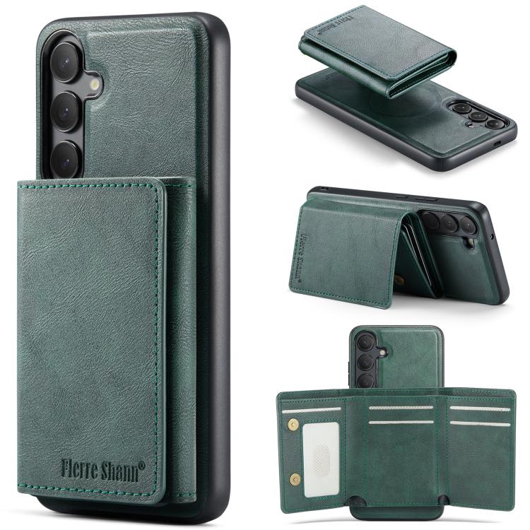Fierre Shann Portafoglio 2 in 1 con slot per carte RFID e custodia MagSafe per telefono, For Samsung Galaxy S25 5G, For Samsung Galaxy S25+ 5G, For Samsung Galaxy S24 FE 5G, For Samsung Galaxy S24 Ultra 5G
