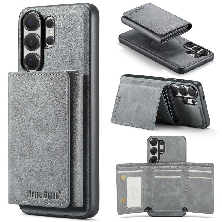 Fierre Shann Portafoglio 2 in 1 con slot per carte RFID e custodia MagSafe per telefono, For Samsung Galaxy S26+ 5G, For Samsung Galaxy S26 Ultra 5G, For Samsung Galaxy S26 5G, For Samsung Galaxy S25 Edge 5G