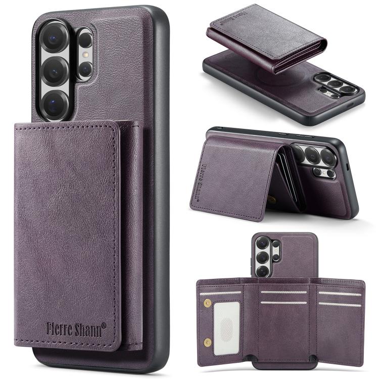 Fierre Shann Portafoglio 2 in 1 con slot per carte RFID e custodia MagSafe per telefono, For Samsung Galaxy S26+ 5G, For Samsung Galaxy S26 Ultra 5G, For Samsung Galaxy S26 5G, For Samsung Galaxy S25 Edge 5G