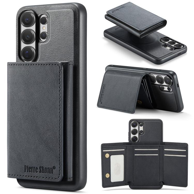 Fierre Shann Portafoglio 2 in 1 con slot per carte RFID e custodia MagSafe per telefono, For Samsung Galaxy S26+ 5G, For Samsung Galaxy S26 Ultra 5G, For Samsung Galaxy S26 5G, For Samsung Galaxy S25 Edge 5G