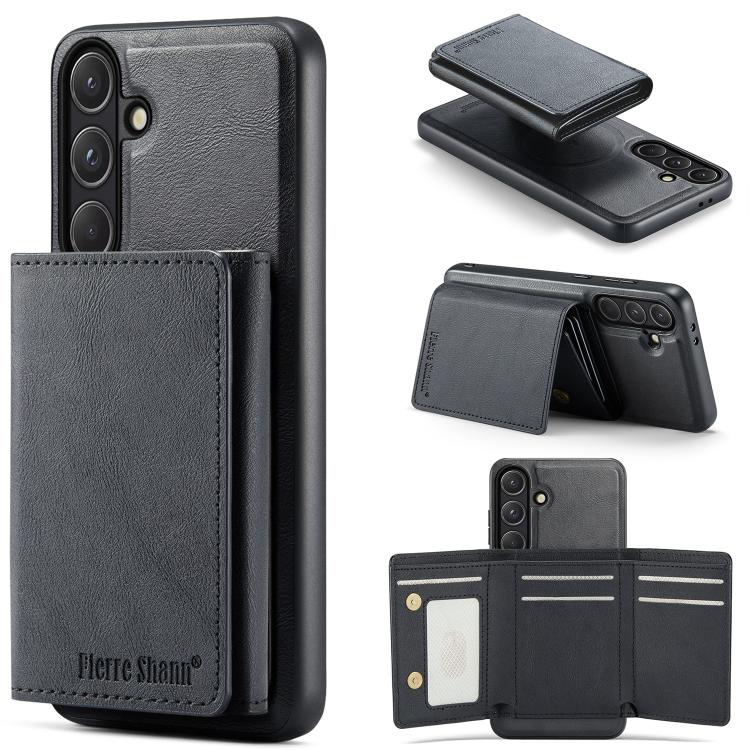 Fierre Shann Portafoglio 2 in 1 con slot per carte RFID e custodia MagSafe per telefono, For Samsung Galaxy S26+ 5G, For Samsung Galaxy S26 Ultra 5G, For Samsung Galaxy S26 5G, For Samsung Galaxy S25 Edge 5G