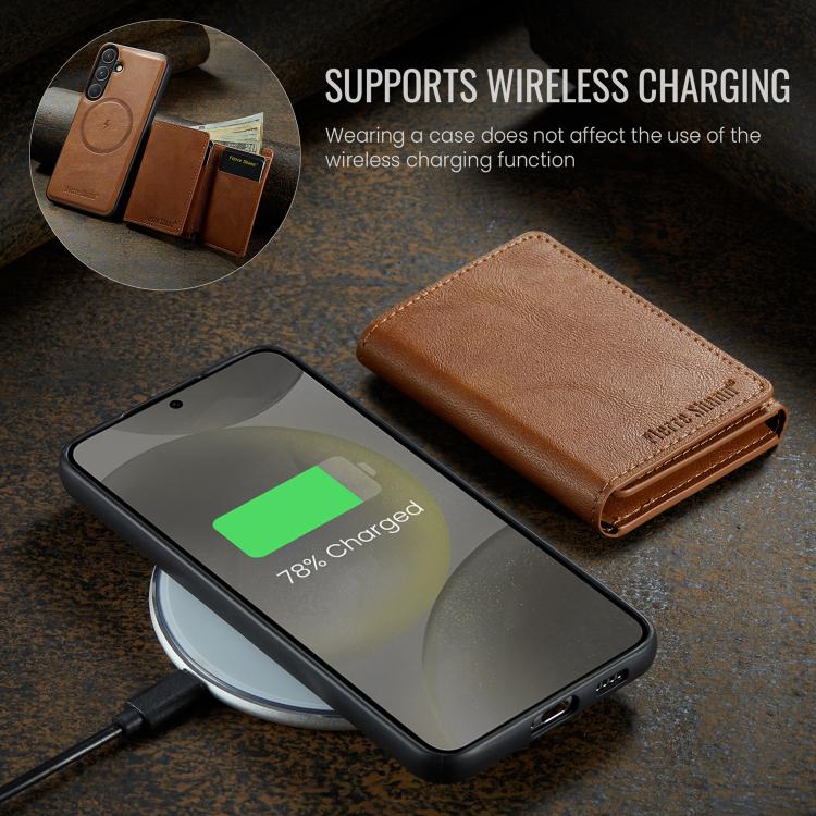 Fierre Shann Portafoglio 2 in 1 con slot per carte RFID e custodia MagSafe per telefono, For Samsung Galaxy S26+ 5G, For Samsung Galaxy S26 Ultra 5G, For Samsung Galaxy S26 5G, For Samsung Galaxy S25 Edge 5G