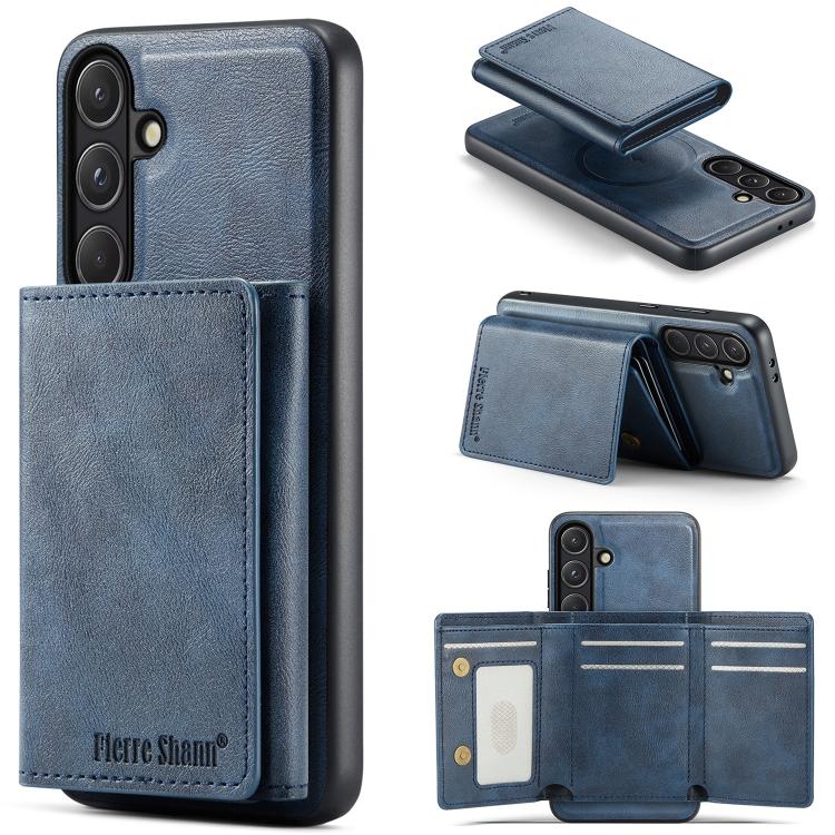 Fierre Shann Portafoglio 2 in 1 con slot per carte RFID e custodia MagSafe per telefono, For Samsung Galaxy S26+ 5G, For Samsung Galaxy S26 Ultra 5G, For Samsung Galaxy S26 5G, For Samsung Galaxy S25 Edge 5G
