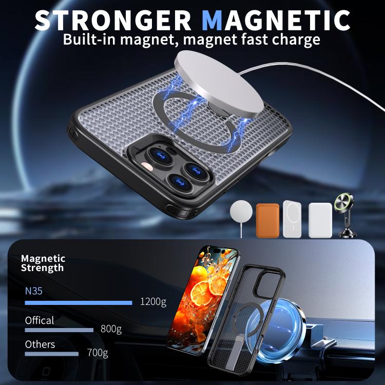 Custodia per telefono Kalebol Honeycomb con sistema di raffreddamento a nido d'ape e supporto MagSafe., For iPhone 16 Pro, For iPhone 16 Plus, For iPhone 16, For iPhone 15 Pro Max