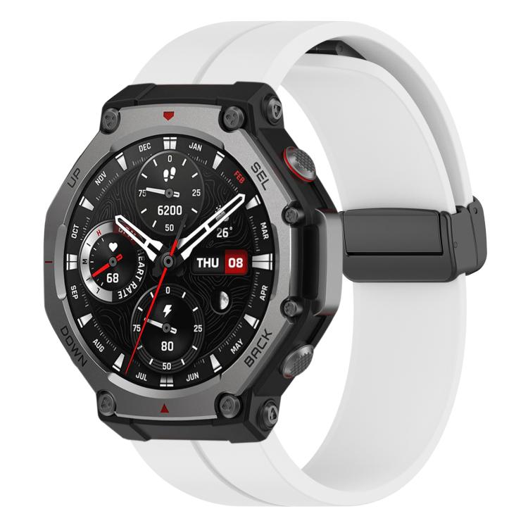 Cinturino per orologio in silicone nero con fibbia pieghevole e scanalatura piatta xDfind, For Amazfit T-Rex 3