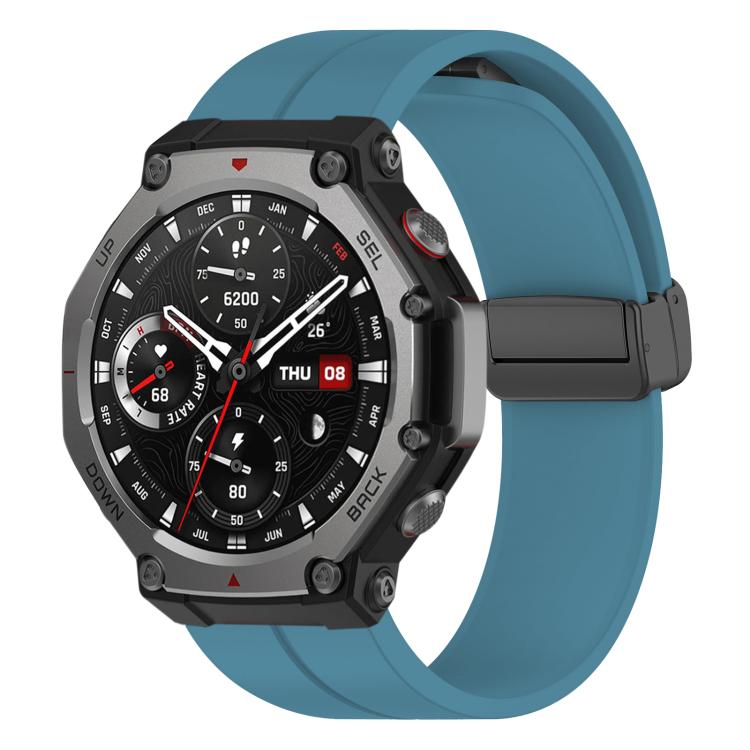 Cinturino per orologio in silicone nero con fibbia pieghevole e scanalatura piatta xDfind, For Amazfit T-Rex 3