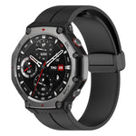 Cinturino per orologio in silicone nero con fibbia pieghevole e scanalatura piatta xDfind, For Amazfit T-Rex 3