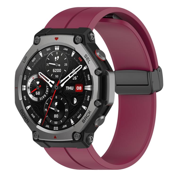 Cinturino per orologio in silicone nero con fibbia pieghevole e scanalatura piatta xDfind, For Amazfit T-Rex 3