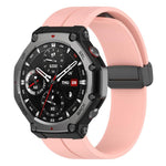Cinturino per orologio in silicone nero con fibbia pieghevole e scanalatura piatta xDfind, For Amazfit T-Rex 3