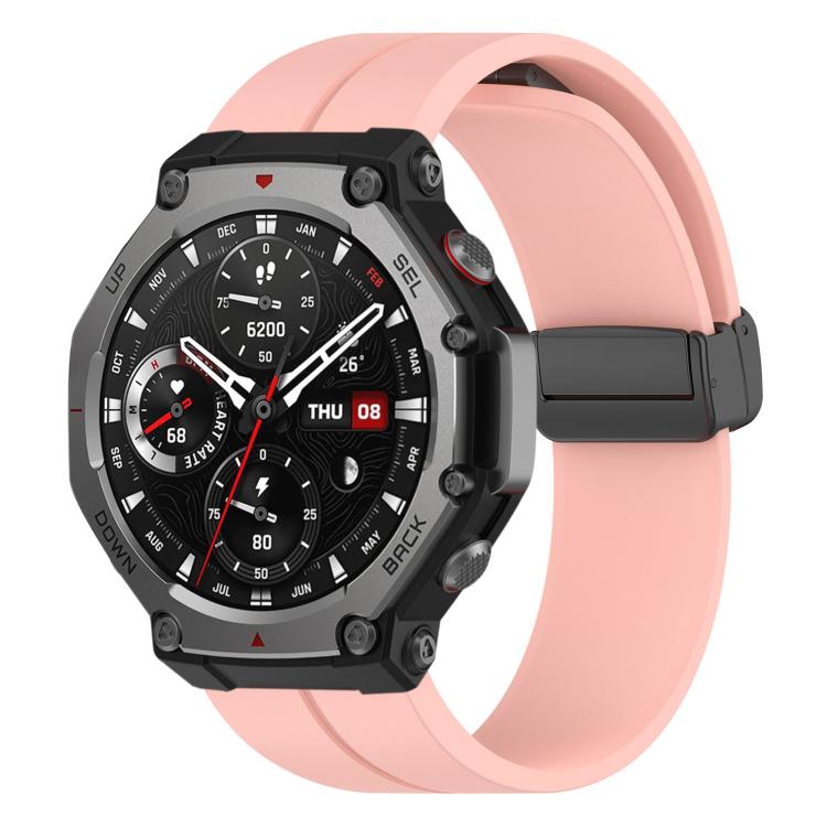 Cinturino per orologio in silicone nero con fibbia pieghevole e scanalatura piatta xDfind, For Amazfit T-Rex 3