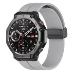 Cinturino per orologio in silicone nero con fibbia pieghevole e scanalatura piatta xDfind, For Amazfit T-Rex 3