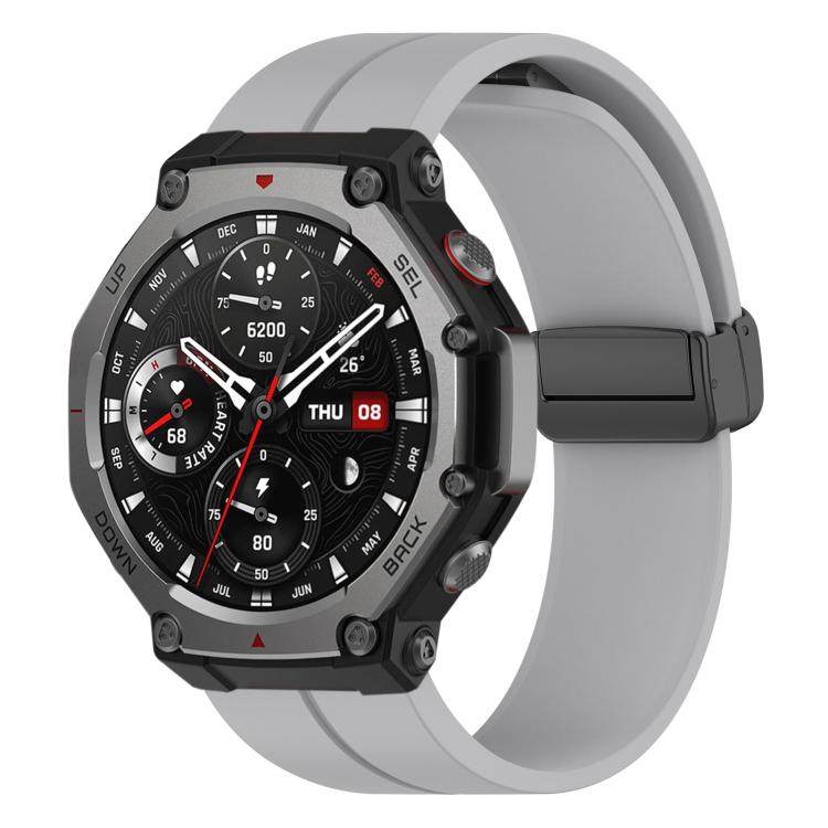 Cinturino per orologio in silicone nero con fibbia pieghevole e scanalatura piatta xDfind, For Amazfit T-Rex 3