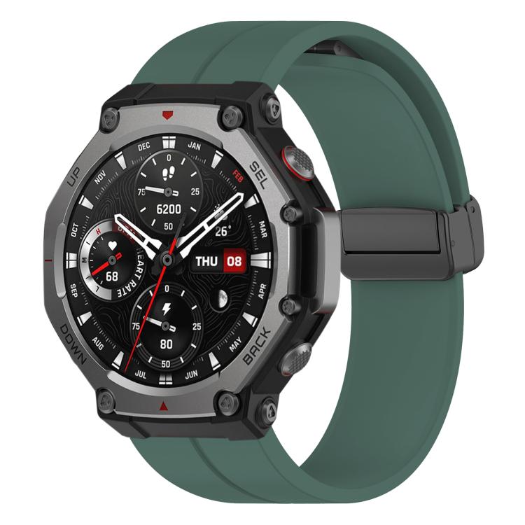 Cinturino per orologio in silicone nero con fibbia pieghevole e scanalatura piatta xDfind, For Amazfit T-Rex 3