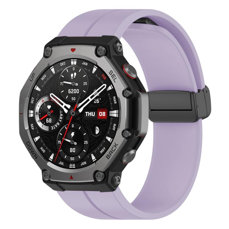 Cinturino per orologio in silicone nero con fibbia pieghevole e scanalatura piatta xDfind, For Amazfit T-Rex 3