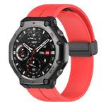 Cinturino per orologio in silicone nero con fibbia pieghevole e scanalatura piatta xDfind, For Amazfit T-Rex 3