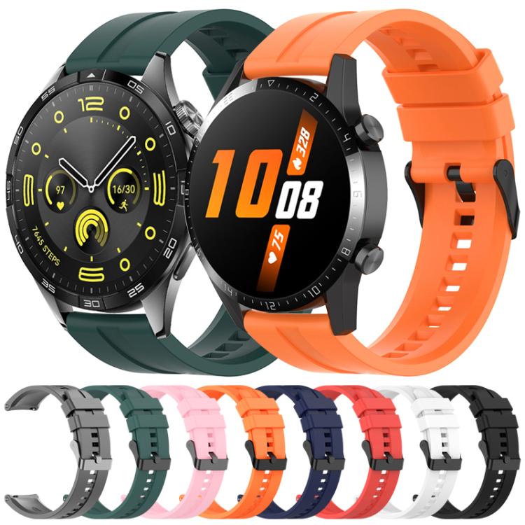 Cinturino per orologio xDfind in silicone nero con fibbia, 20mm For Amazfit Active 2 / GTS4 Mini, 22mm For Huawei Watch GT5 / GT5 Pro