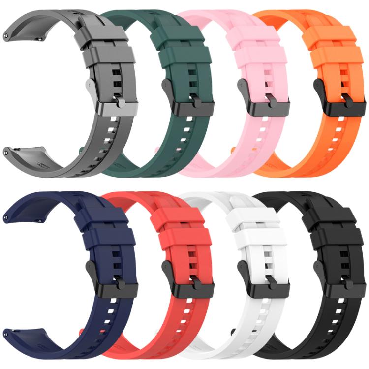 Cinturino per orologio xDfind in silicone nero con fibbia, 20mm For Amazfit Active 2 / GTS4 Mini, 22mm For Huawei Watch GT5 / GT5 Pro