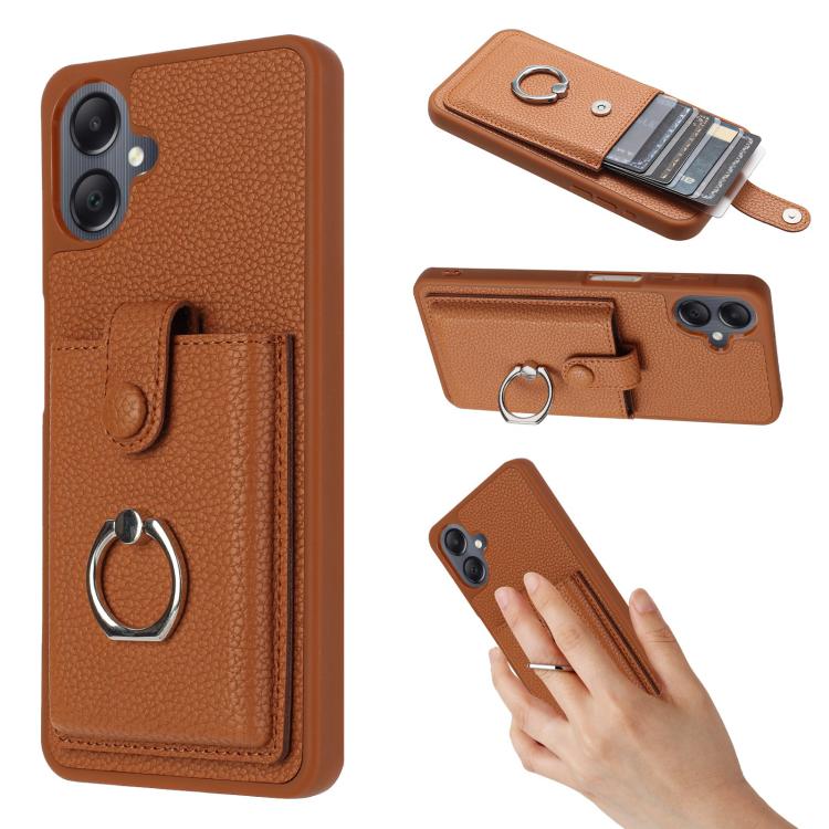 Portacarte con motivo a texture di litchi, porta anelli e custodia per telefono., For Samsung Galaxy A57 5G, For Samsung Galaxy A37 5G, For Samsung Galaxy A07 / A06, For Samsung Galaxy A17 5G / A26 5G