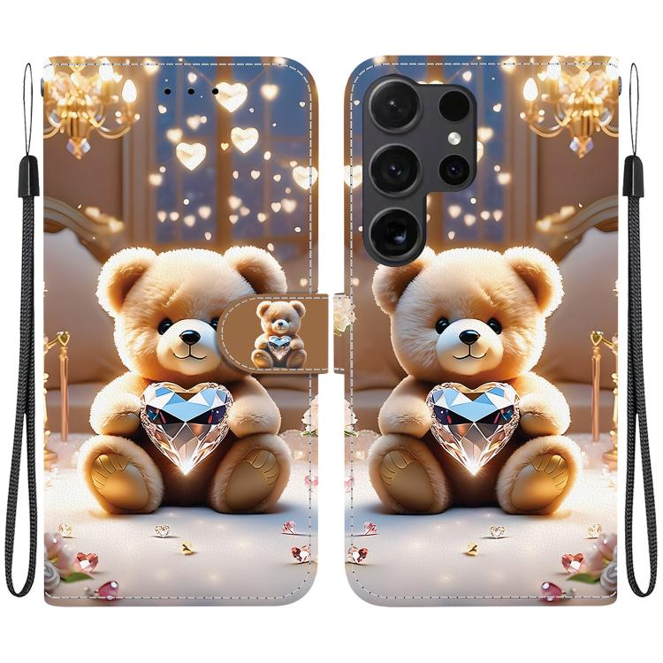 Custodia per telefono in pelle con texture cristallina e disegno colorato, For Samsung Galaxy S25 Ultra 5G, For Samsung Galaxy S24 FE 5G
