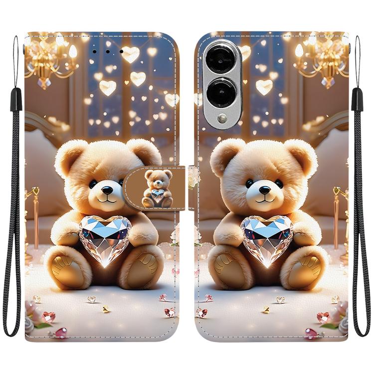Custodia per telefono in pelle con texture cristallina e disegno colorato, For Samsung Galaxy S25 FE 5G, For Samsung Galaxy S25 Edge 5G